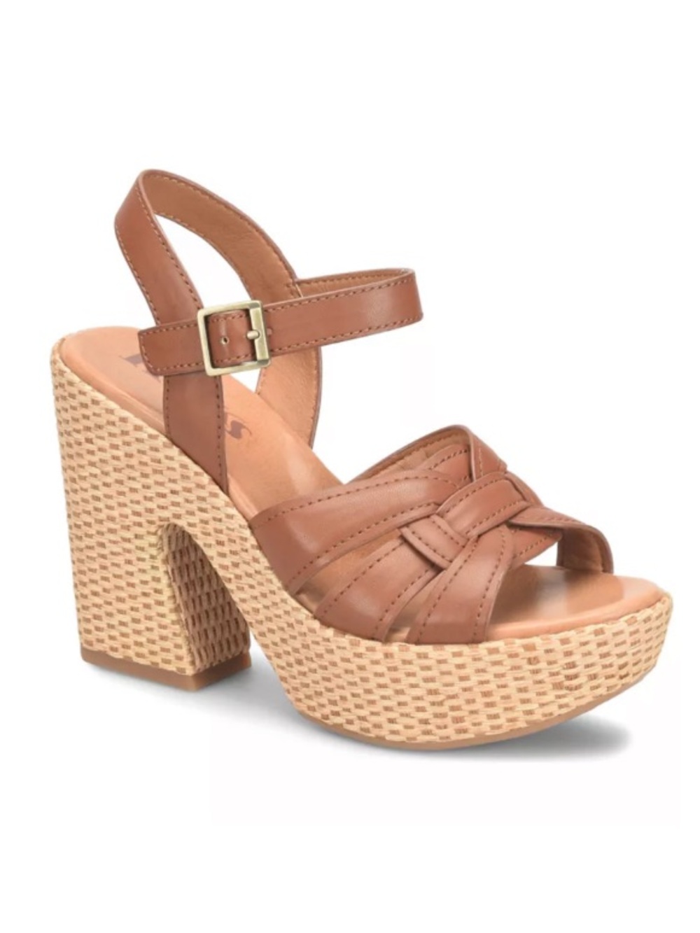 Korks Kork Ease Dee Sandals Women's 9 Brown Faux Leather Platform Wedge